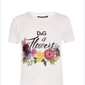 Dolce & Gabbana White Tee with Vibrant Floral Design